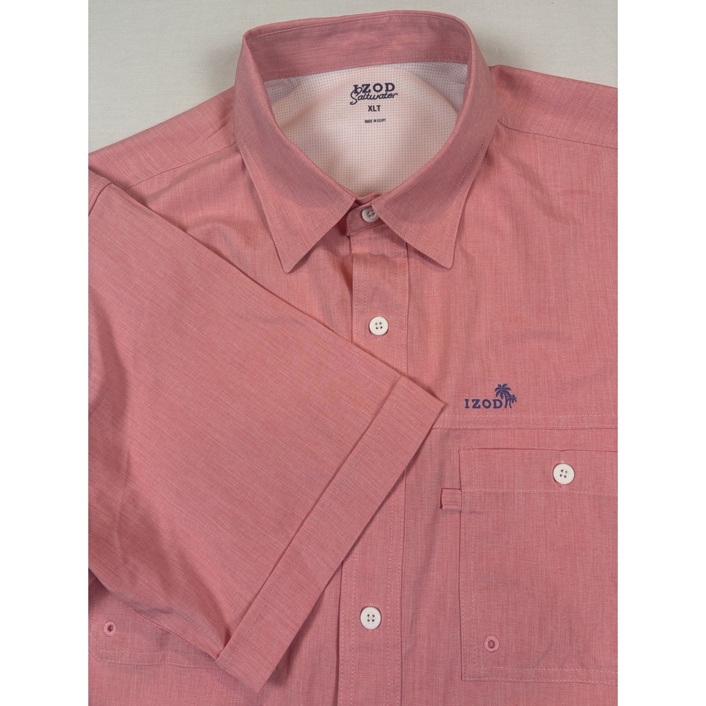 Izod Saltwater Shirt Mens XLT Pink Short Sleeve Gorp Fishing Camping